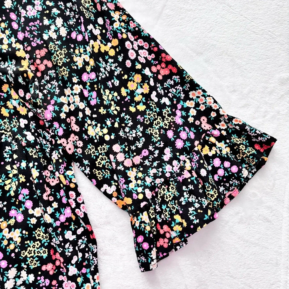 CHRISTIAN SIRIANO Boho 3/4 Sleeve Floral Tunic Top--EUC--M - Picture 10 of 16